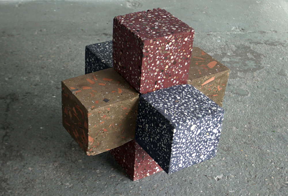Cody Hoyt   Three Piece Sliding Burr,&nbsp; 2016 Steel reinforced concrete, pigment 24 x 24 x 24"   