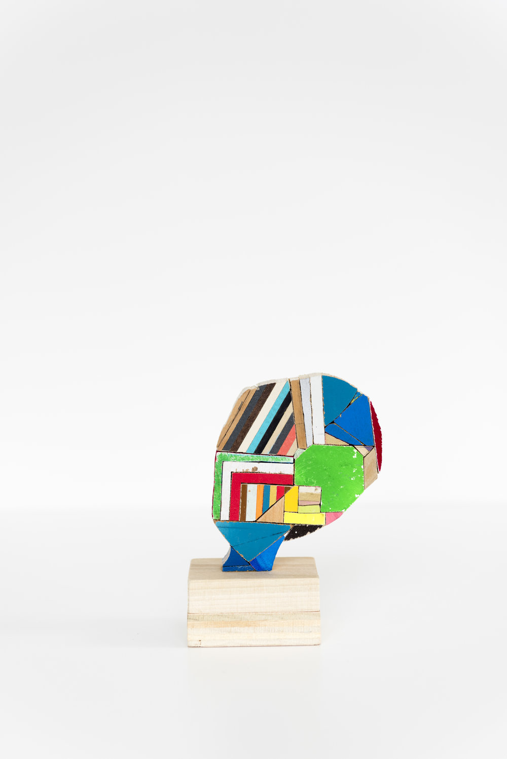 Damien Hoar de Galvan    lean , 2016  Wood, various paints, ink, graphite and glue 6 x 4.5 x 2.5"
