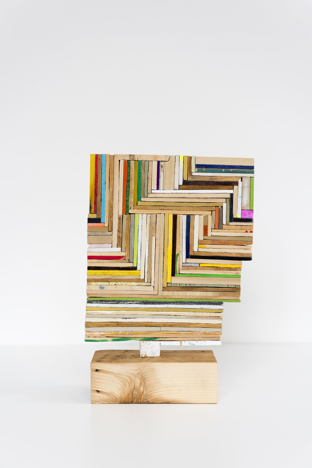 Damien Hoar de Galvan    rectangle guy, 2016     Wood, various paints, ink, graphite and glue     12 x 8 x 3.5"