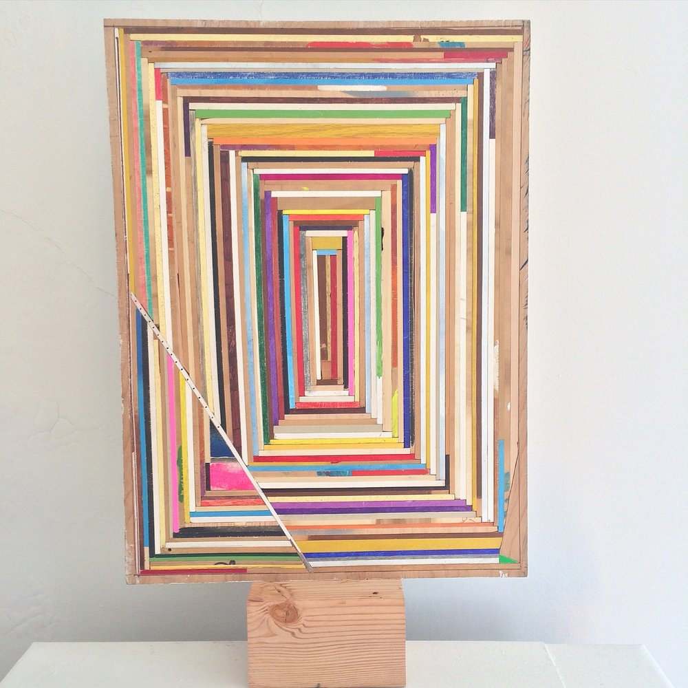 Damien Hoar de Galvan   the mighty rectangle, &nbsp;2016 Wood, various paints, ink, graphite and glue 25 x 16 x 4.5